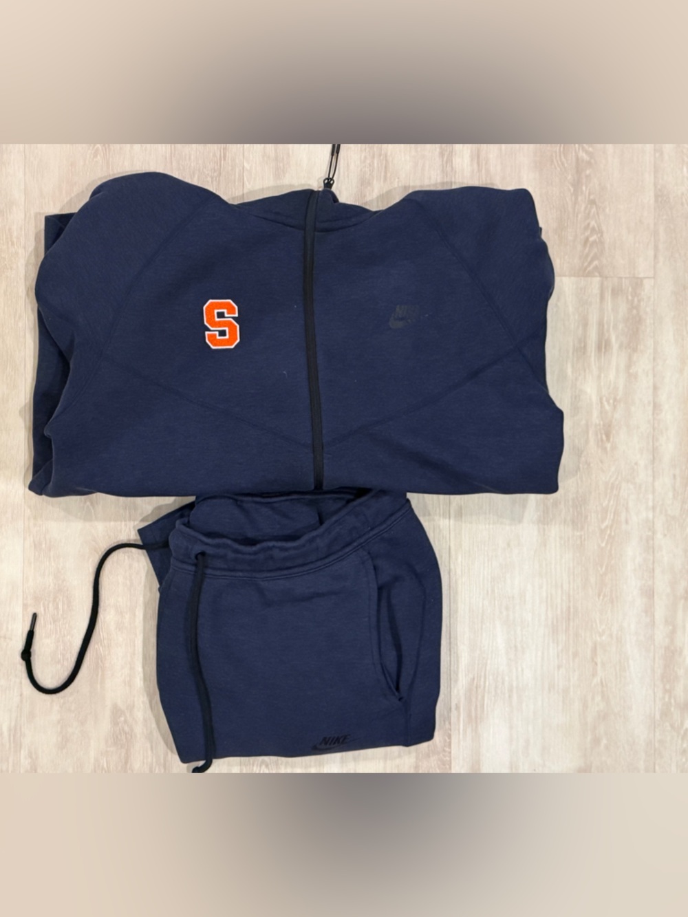 Nike Navy Blue Hoodie with Orange 'S' Patch